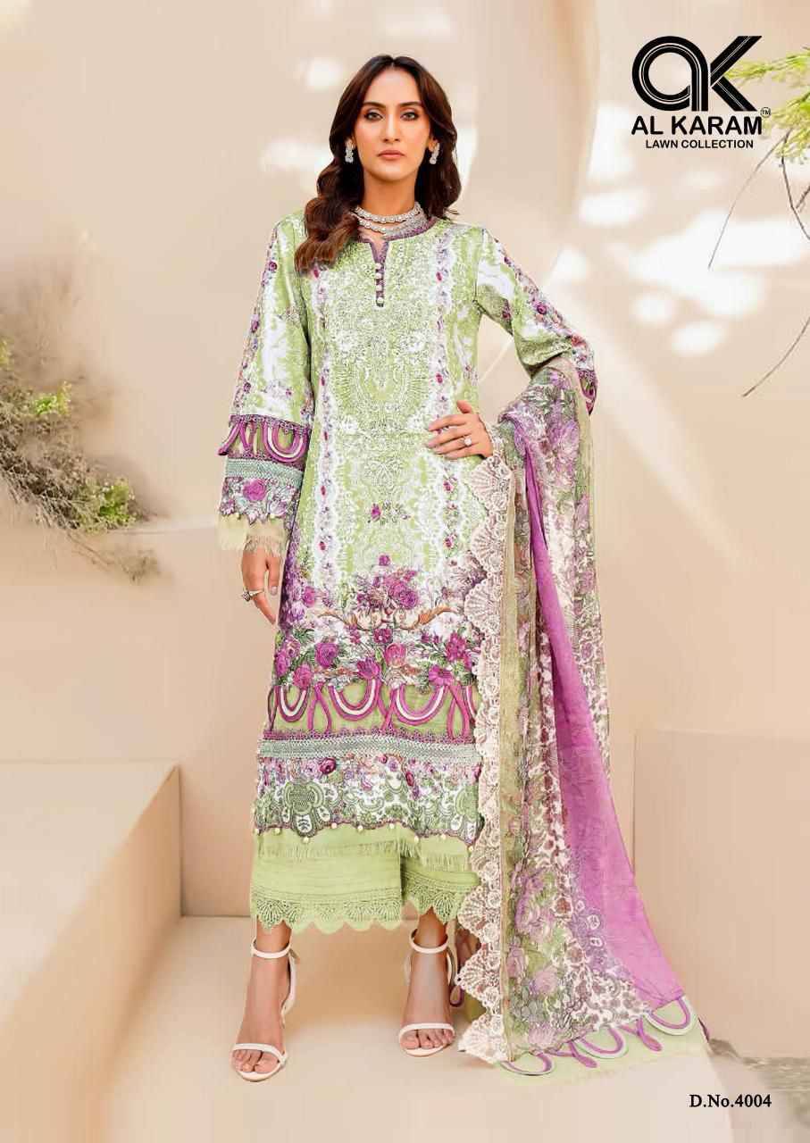 Firdous Vol-4 By Al Karam Lawn Collection 4001 To 4006 Series Beautiful Festive Suits Stylish Fancy Colorful Casual Wear & Ethnic Wear Soft Cotton Print Dresses At Wholesale Price