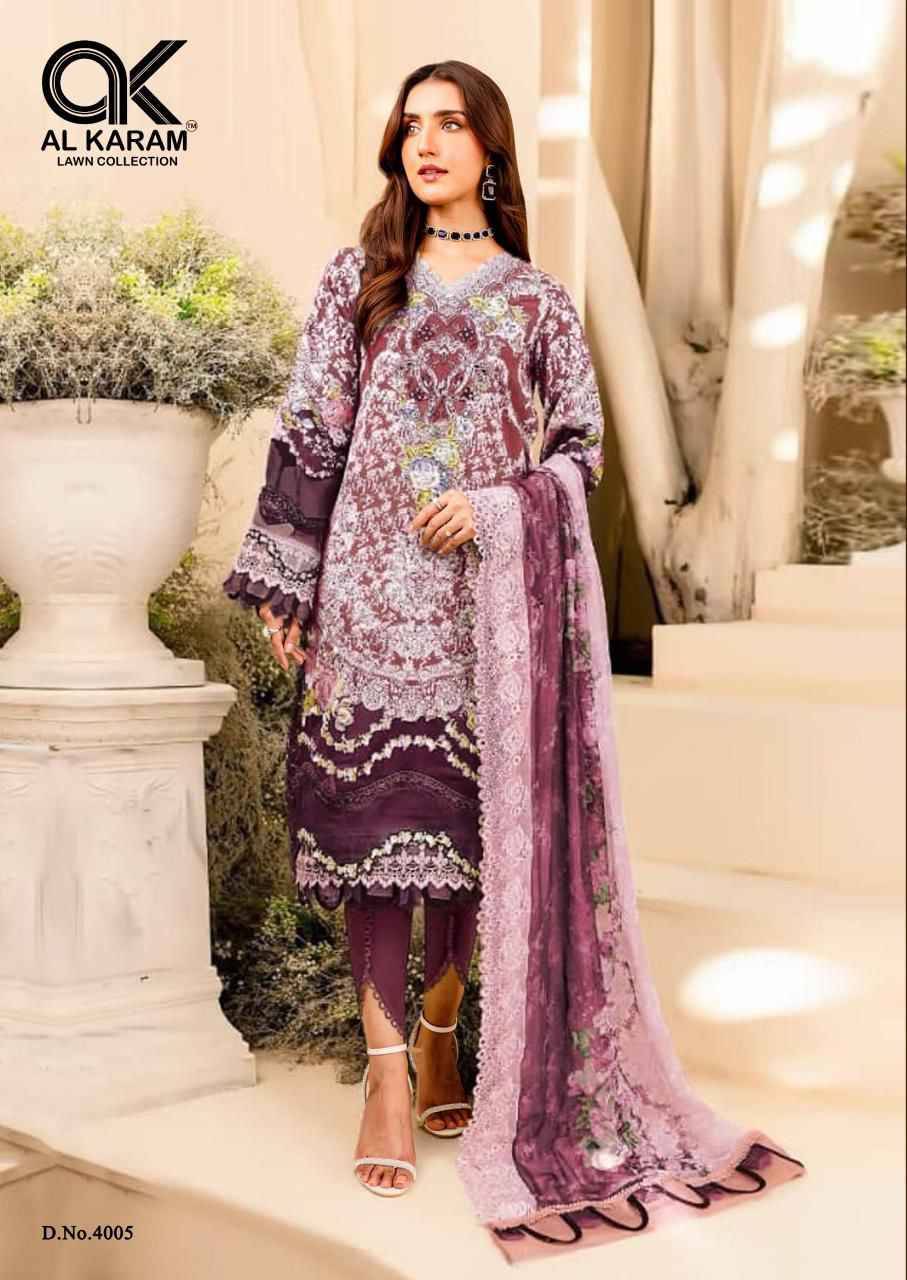 Firdous Vol-4 By Al Karam Lawn Collection 4001 To 4006 Series Beautiful Festive Suits Stylish Fancy Colorful Casual Wear & Ethnic Wear Soft Cotton Print Dresses At Wholesale Price