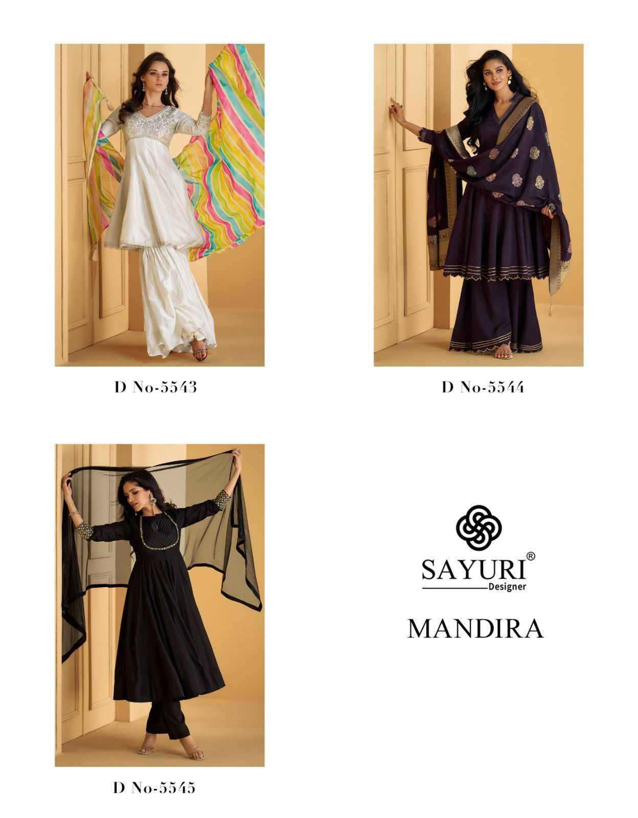 Mandira By Sayuri 5543 To 5545 Series Beautiful Festive Suits Colorful Stylish Fancy Casual Wear & Ethnic Wear Pure Silk Dresses At Wholesale Price