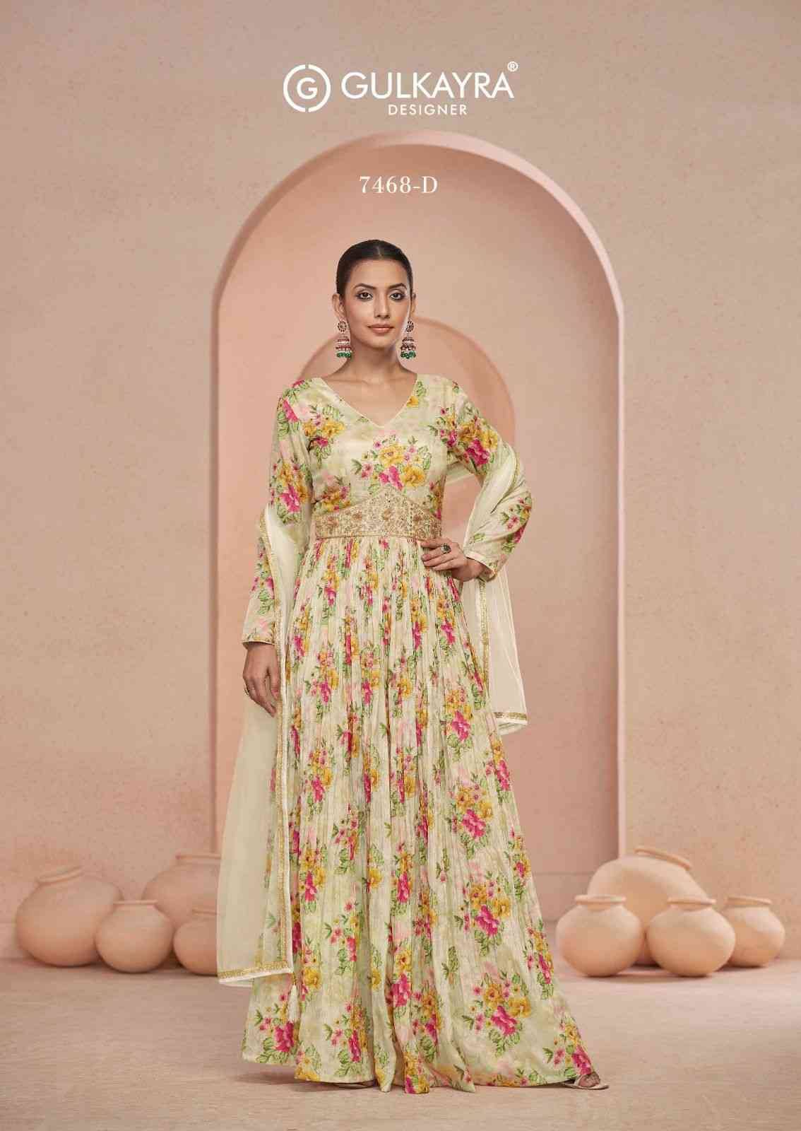 Sajni By Gulkayra Designer 7468-A To 7468-D Series Designer Stylish Fancy Colorful Beautiful Party Wear & Ethnic Wear Collection Fancy Gowns With Dupatta At Wholesale Price