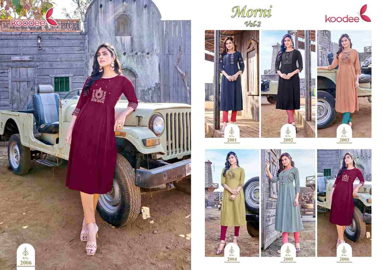 Morni Vol-2 By Koodee 2001 To 2006 Series Designer Stylish Fancy Colorful Beautiful Party Wear & Ethnic Wear Collection Rayon Print Kurtis At Wholesale Price