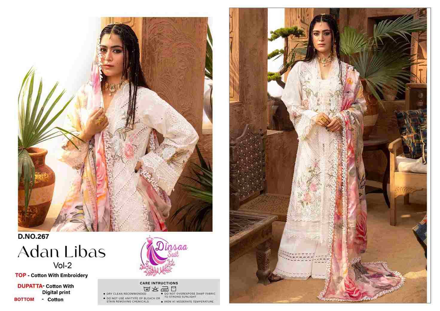 Adan Libas Vol-2 By Dinsaa Suits 267 To 269 Series Beautiful Pakistani Suits Stylish Fancy Colorful Party Wear & Occasional Wear Cotton Embroidered Dresses At Wholesale Price