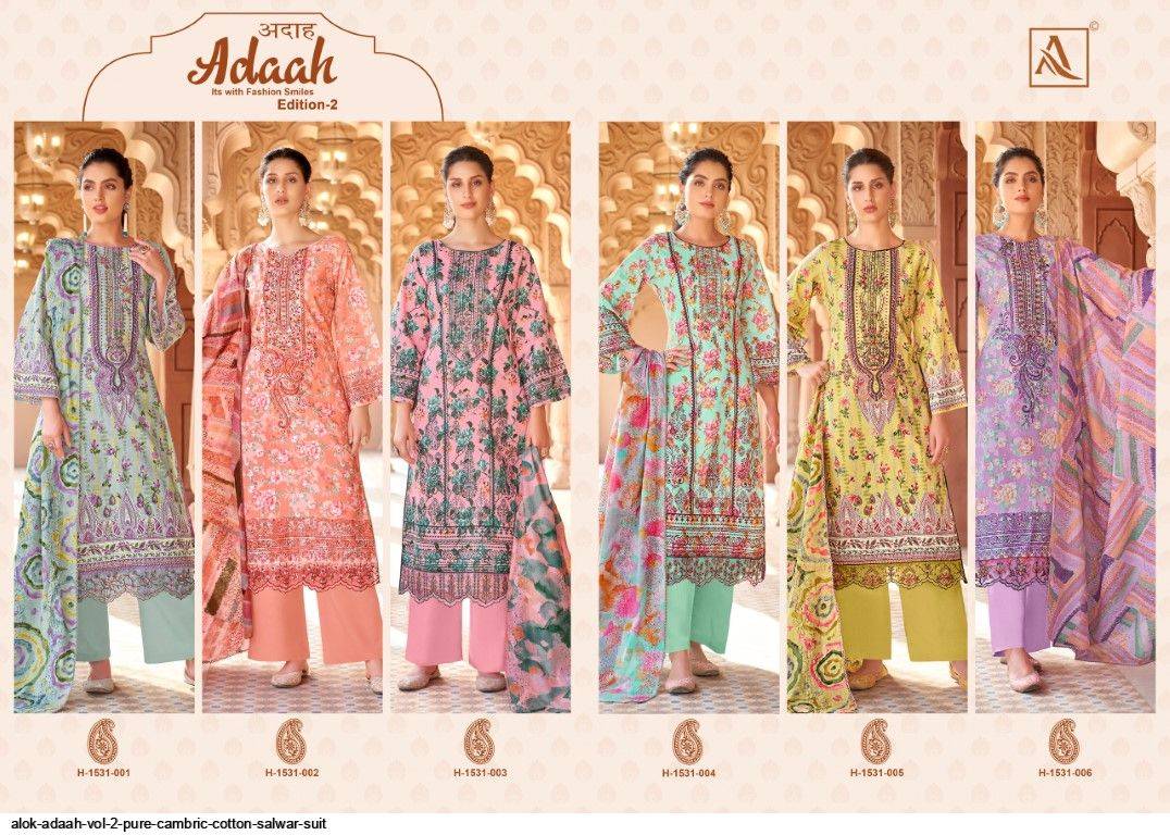 Adaah Vol-2 By Alok Suit 1531-001 To 1531-006 Series Beautiful Festive Suits Stylish Fancy Colorful Casual Wear & Ethnic Wear Pure Cambric Cotton Print Dresses At Wholesale Price