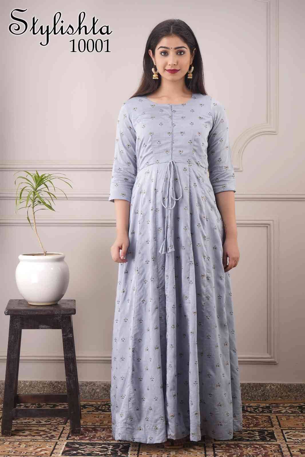 Stylishta Hits By Fashid Wholesale Beautiful Stylish Fancy Colorful Casual Wear & Ethnic Wear Pure Muslin Gowns At Wholesale Price