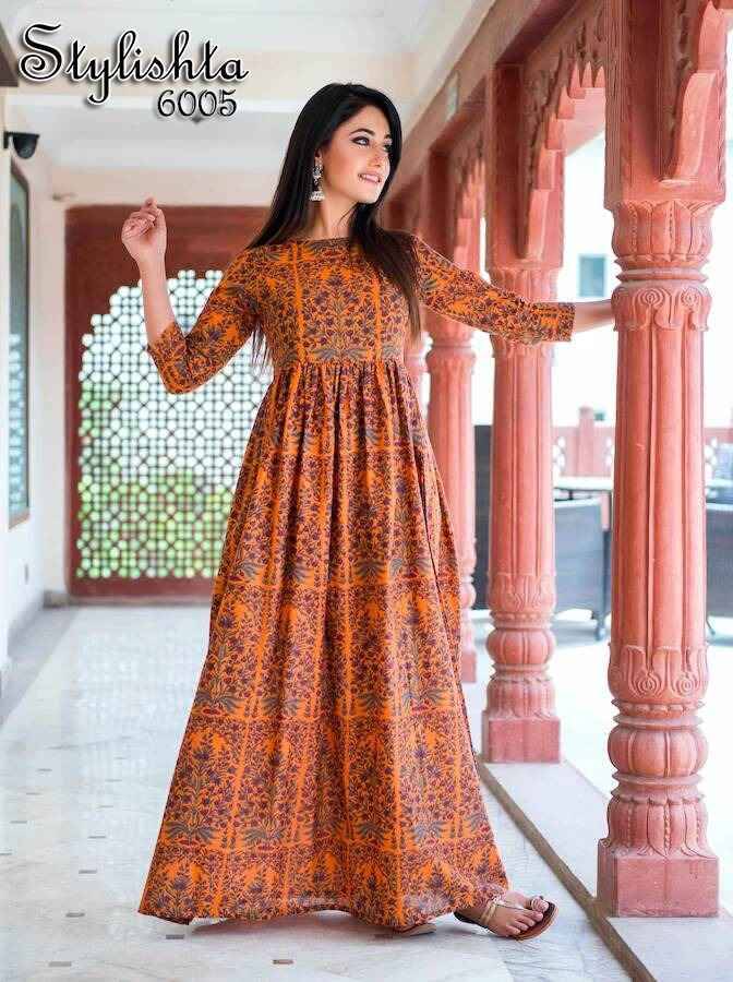Stylishta Hits By Fashid Wholesale Beautiful Stylish Fancy Colorful Casual Wear & Ethnic Wear Pure Muslin Gowns At Wholesale Price
