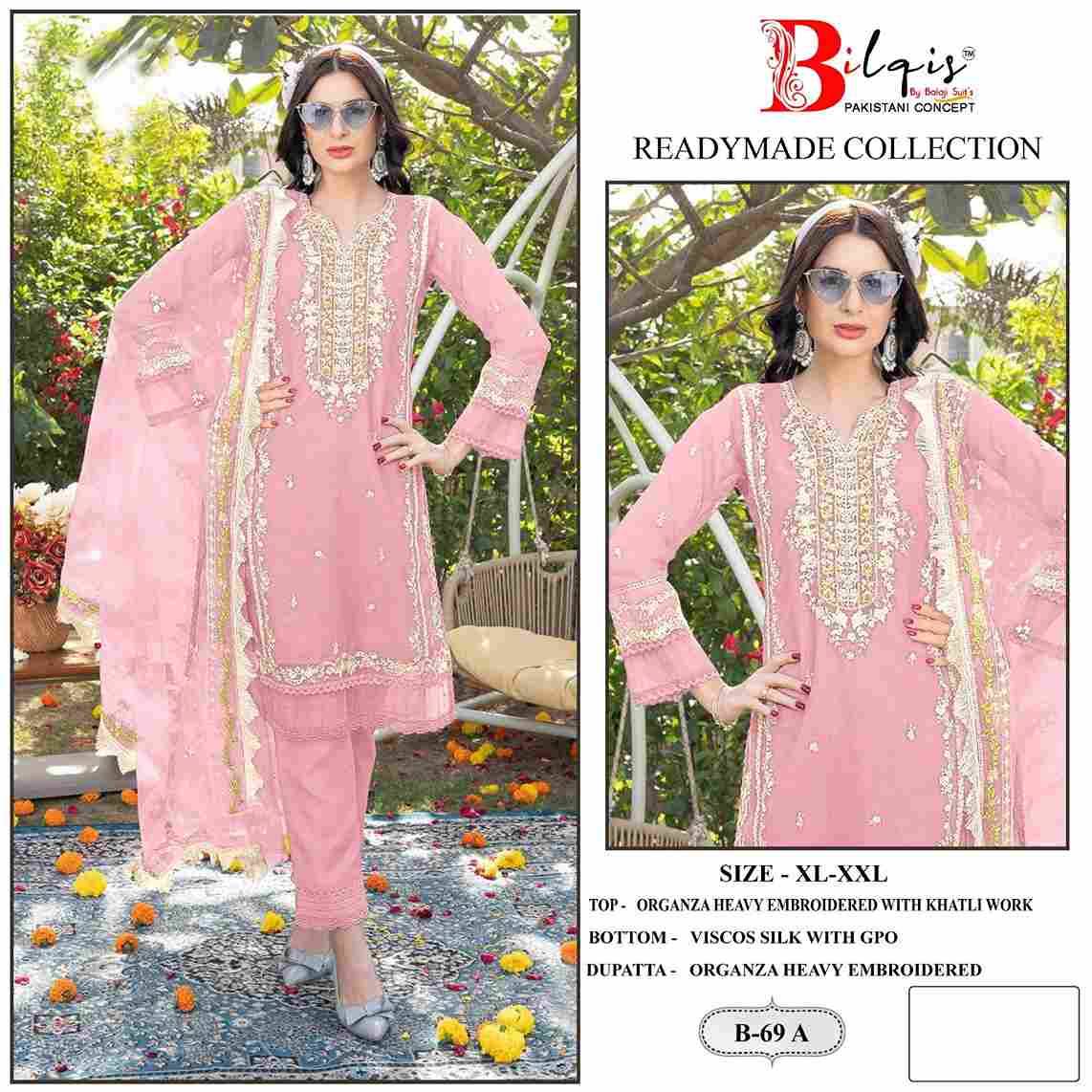 Bilqis 69 Colours By Bilqis 69-A To 69-D Series Beautiful Pakistani Suits Stylish Fancy Colorful Party Wear & Occasional Wear Organza Embroidery Dresses At Wholesale Price