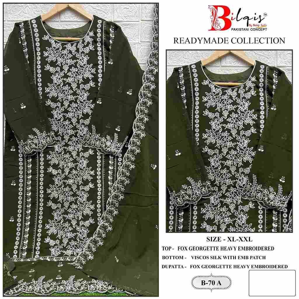 Bilqis 70 Colours By Bilqis 70-A To 70-D Series Beautiful Pakistani Suits Stylish Fancy Colorful Party Wear & Occasional Wear Faux Georgette Embroidery Dresses At Wholesale Price