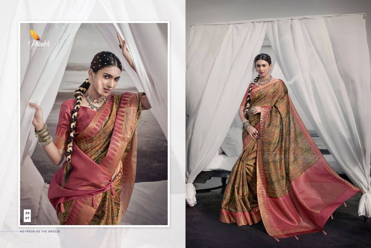 Chhapa Vol-1 By Pankh Creation 2901 To 2911 Series Indian Traditional Wear Collection Beautiful Stylish Fancy Colorful Party Wear & Occasional Wear Silk Sarees At Wholesale Price