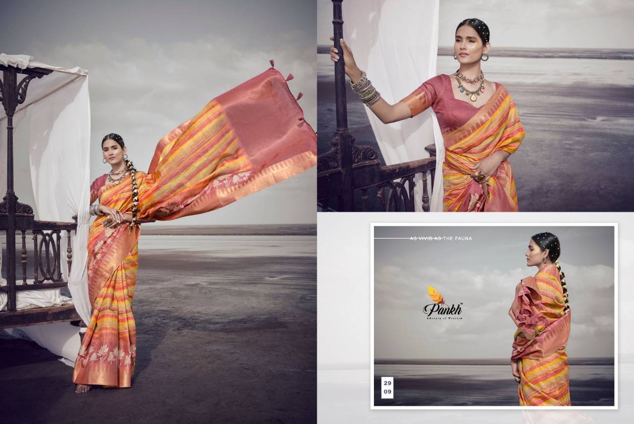 Chhapa Vol-1 By Pankh Creation 2901 To 2911 Series Indian Traditional Wear Collection Beautiful Stylish Fancy Colorful Party Wear & Occasional Wear Silk Sarees At Wholesale Price