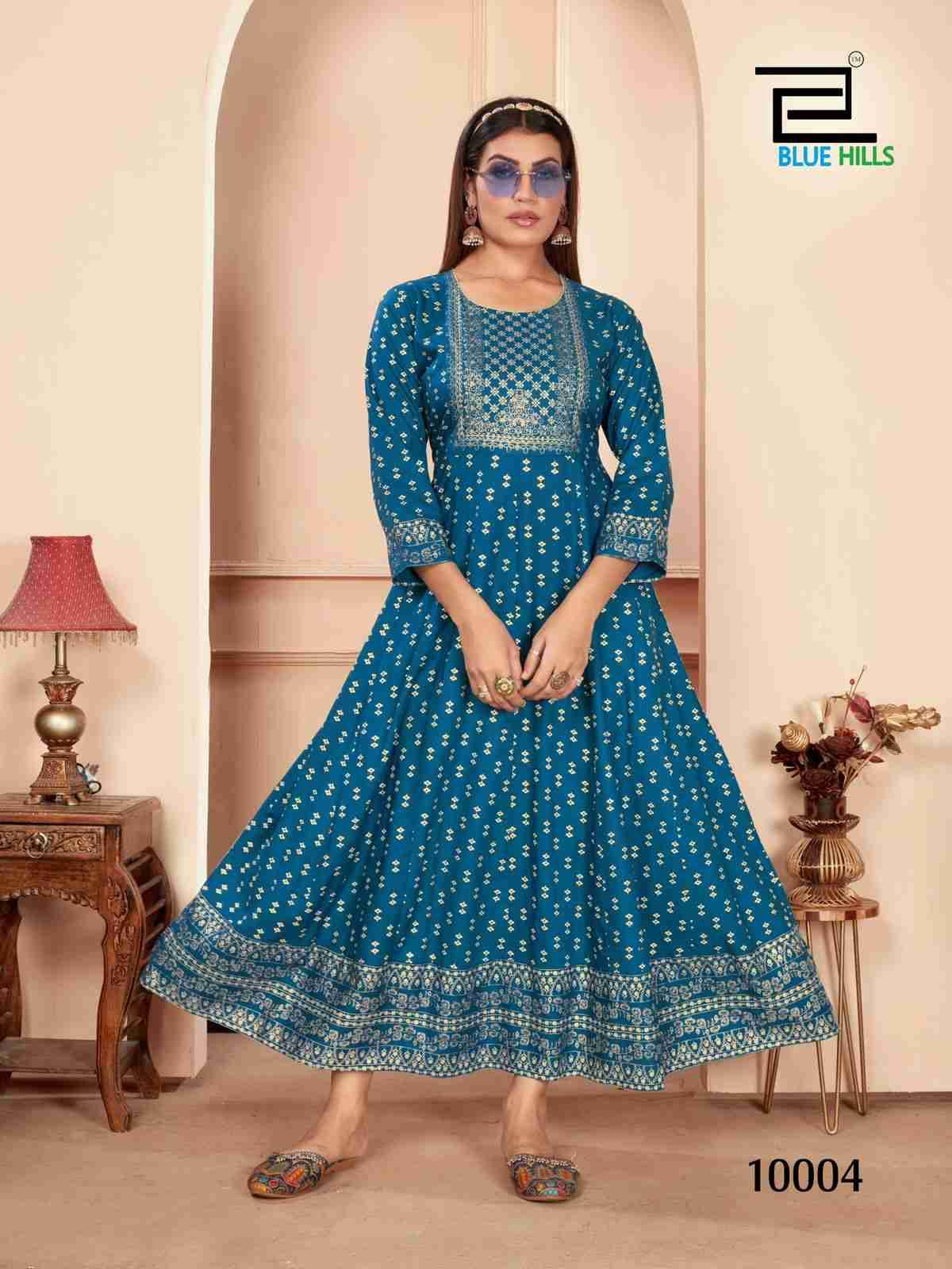 Womaniya Vol-10 By Blue Hills 10001 To 10008 Series Beautiful Stylish Fancy Colorful Casual Wear & Ethnic Wear Rayon Foil Gowns At Wholesale Price