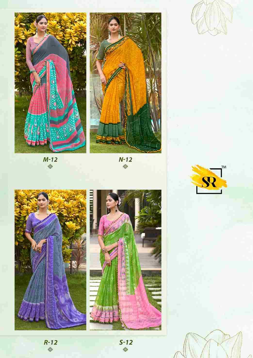 Pumpum Vol-12 By SR 12-J To 12-S Series Indian Traditional Wear Collection Beautiful Stylish Fancy Colorful Party Wear & Occasional Wear Mal Mal Cotton Sarees At Wholesale Price