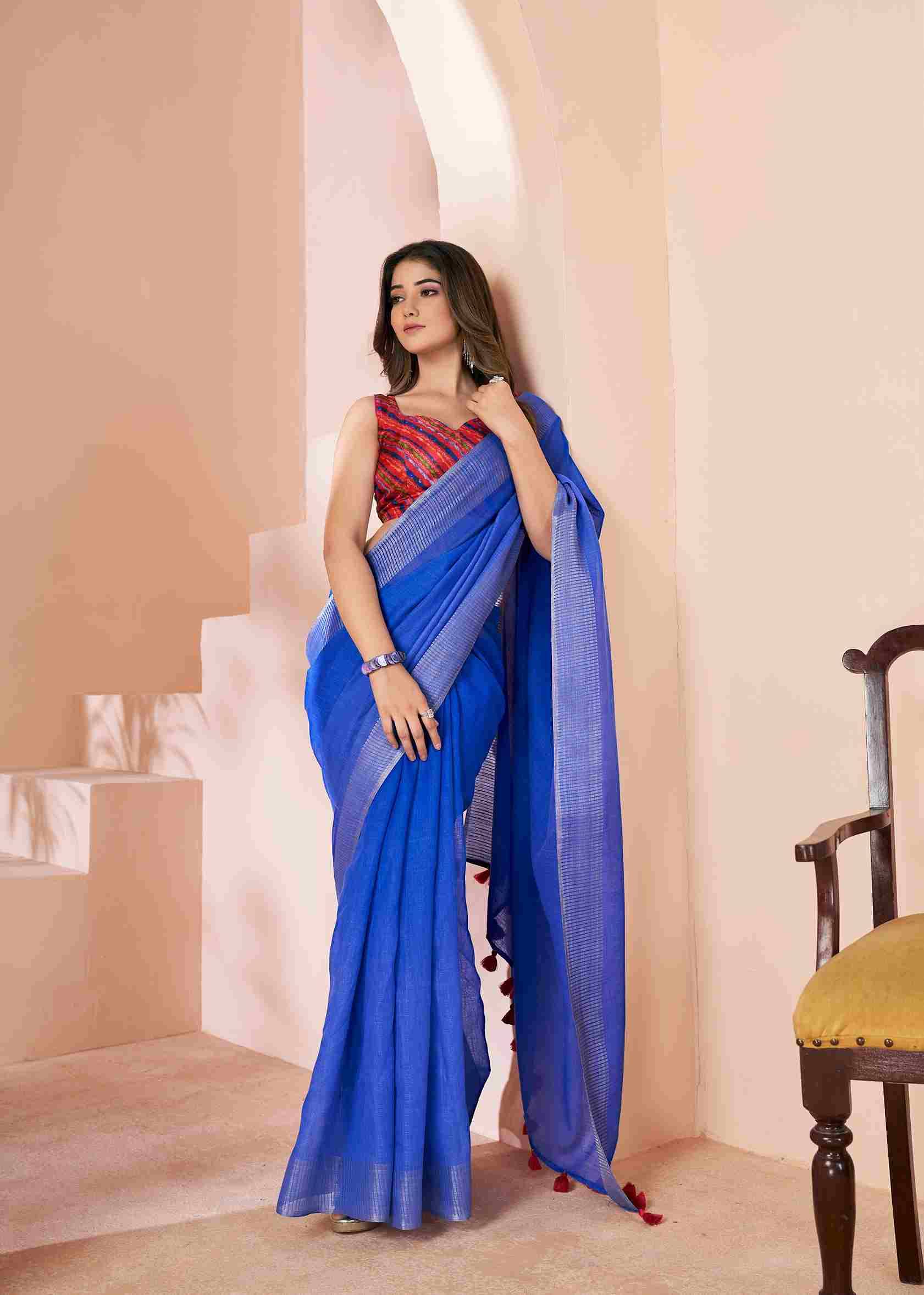 Grassy By SR 1001 To 1010 Series Indian Traditional Wear Collection Beautiful Stylish Fancy Colorful Party Wear & Occasional Wear Linen Sarees At Wholesale Price