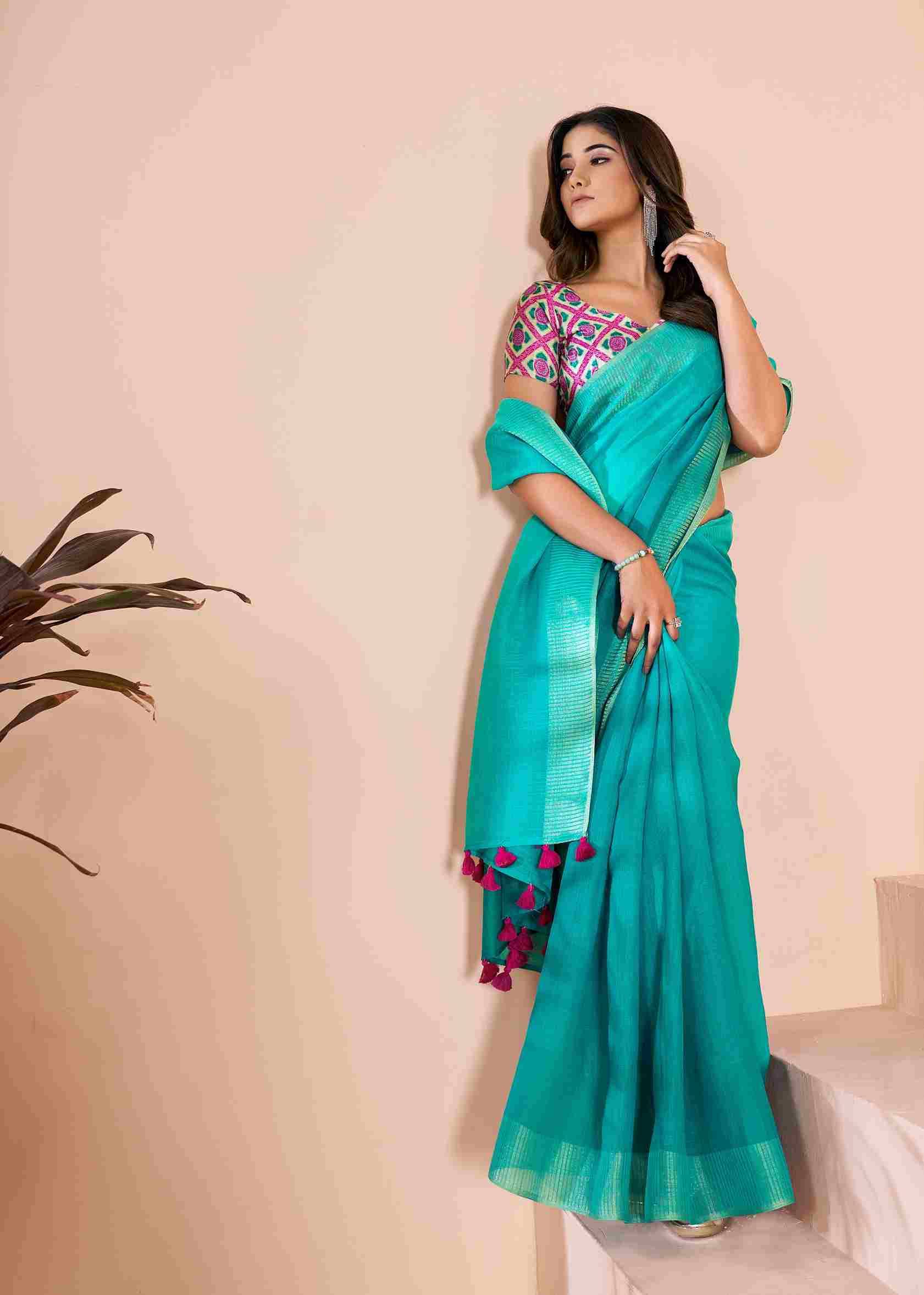 Grassy By SR 1001 To 1010 Series Indian Traditional Wear Collection Beautiful Stylish Fancy Colorful Party Wear & Occasional Wear Linen Sarees At Wholesale Price