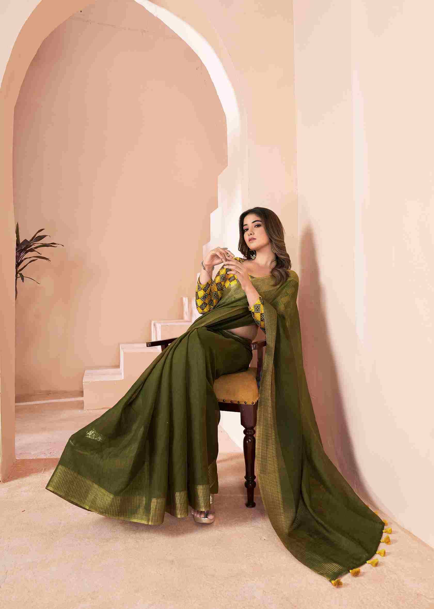 Grassy By SR 1001 To 1010 Series Indian Traditional Wear Collection Beautiful Stylish Fancy Colorful Party Wear & Occasional Wear Linen Sarees At Wholesale Price