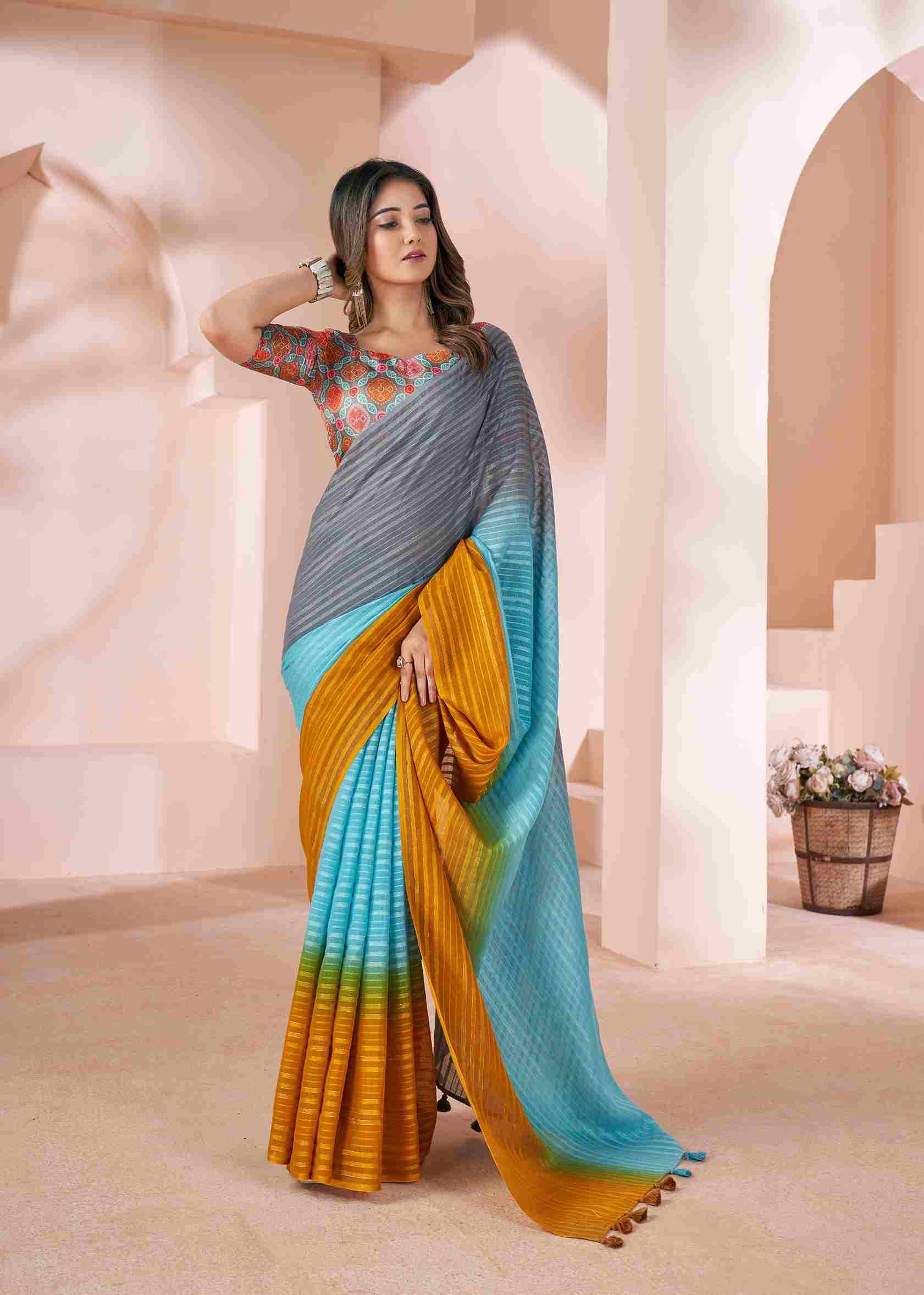 Grassy By SR 1001 To 1010 Series Indian Traditional Wear Collection Beautiful Stylish Fancy Colorful Party Wear & Occasional Wear Linen Sarees At Wholesale Price