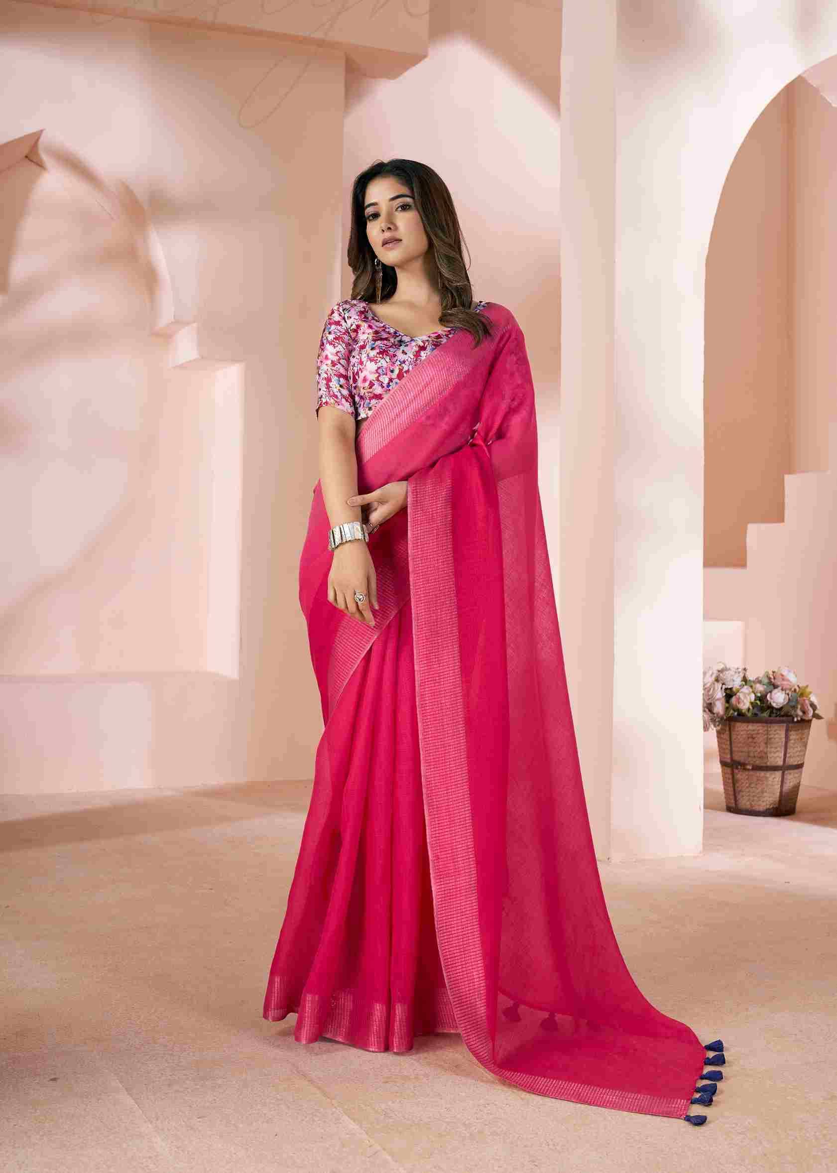 Grassy By SR 1001 To 1010 Series Indian Traditional Wear Collection Beautiful Stylish Fancy Colorful Party Wear & Occasional Wear Linen Sarees At Wholesale Price