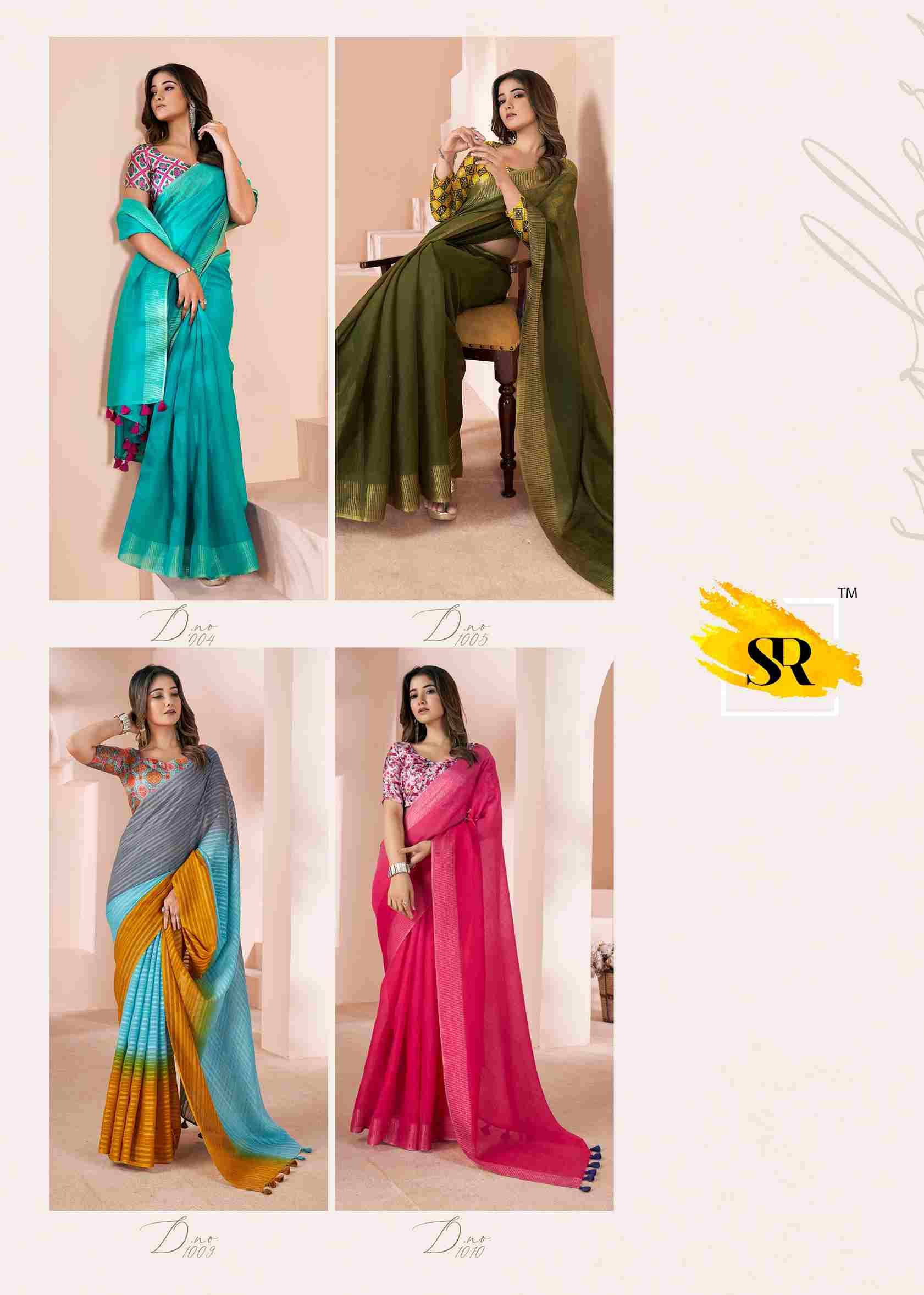 Grassy By SR 1001 To 1010 Series Indian Traditional Wear Collection Beautiful Stylish Fancy Colorful Party Wear & Occasional Wear Linen Sarees At Wholesale Price