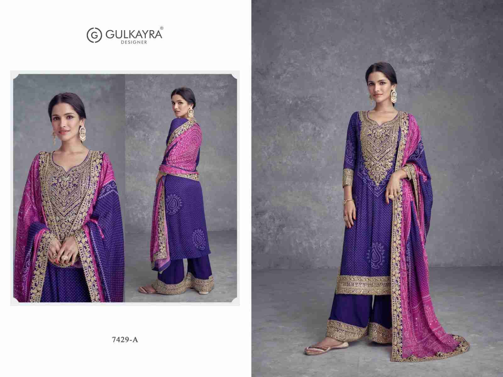 Takshvi By Gulkayra Designer 7429-A To 7429-B Series Beautiful Stylish Fancy Colorful Casual Wear & Ethnic Wear Collection Chinnon Dresses At Wholesale Price