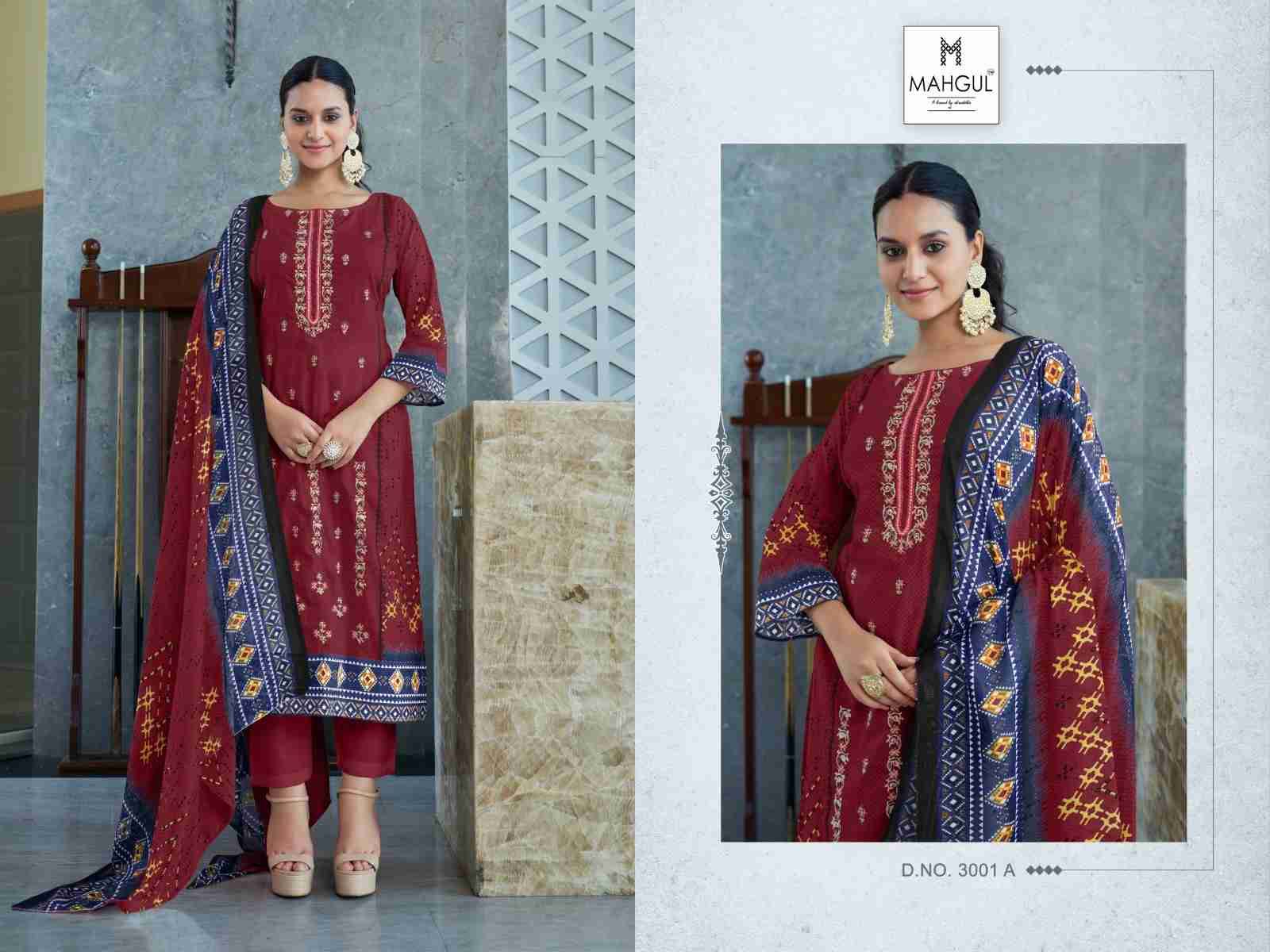 Bin Saeed Vol-3 By Mahgul 3001-A To 3001-D Series Designer Pakistani Suits Beautiful Fancy Stylish Colorful Party Wear & Occasional Wear Pure Lawn Cotton With Embroidery Dresses At Wholesale Price