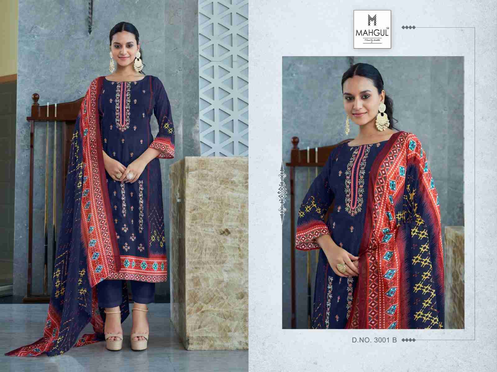 Bin Saeed Vol-3 By Mahgul 3001-A To 3001-D Series Designer Pakistani Suits Beautiful Fancy Stylish Colorful Party Wear & Occasional Wear Pure Lawn Cotton With Embroidery Dresses At Wholesale Price