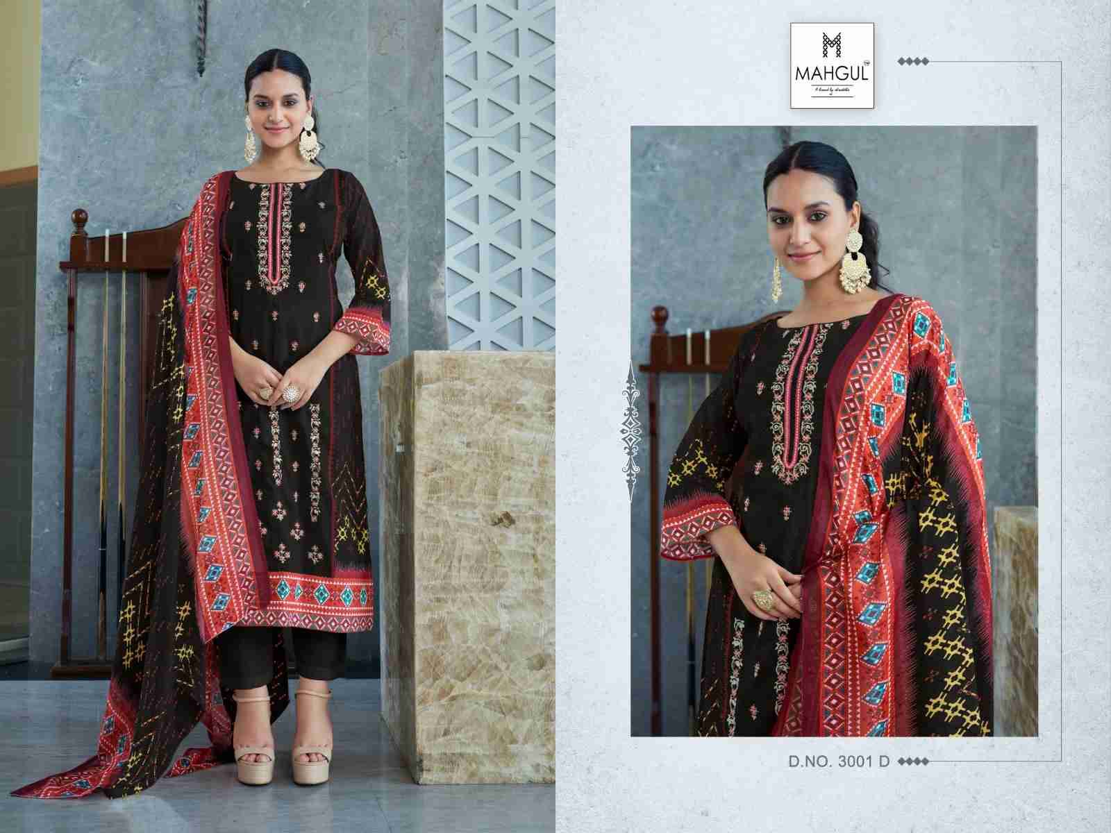 Bin Saeed Vol-3 By Mahgul 3001-A To 3001-D Series Designer Pakistani Suits Beautiful Fancy Stylish Colorful Party Wear & Occasional Wear Pure Lawn Cotton With Embroidery Dresses At Wholesale Price