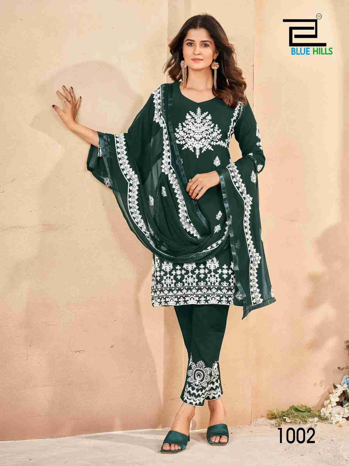 Galaxy By Blue Hills 1001 To 1006 Series Beautiful Stylish Festive Suits Fancy Colorful Casual Wear & Ethnic Wear & Ready To Wear Rayon Embroidered Dresses At Wholesale Price