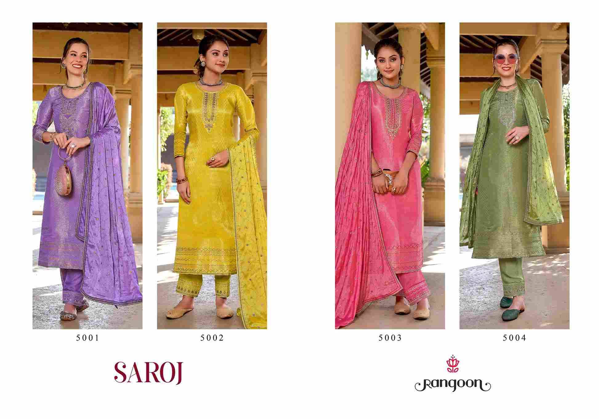 Saroj By Rangoon 5001 To 5004 Series Beautiful Stylish Festive Suits Fancy Colorful Casual Wear & Ethnic Wear & Ready To Wear Pure Viscose Dresses At Wholesale Price