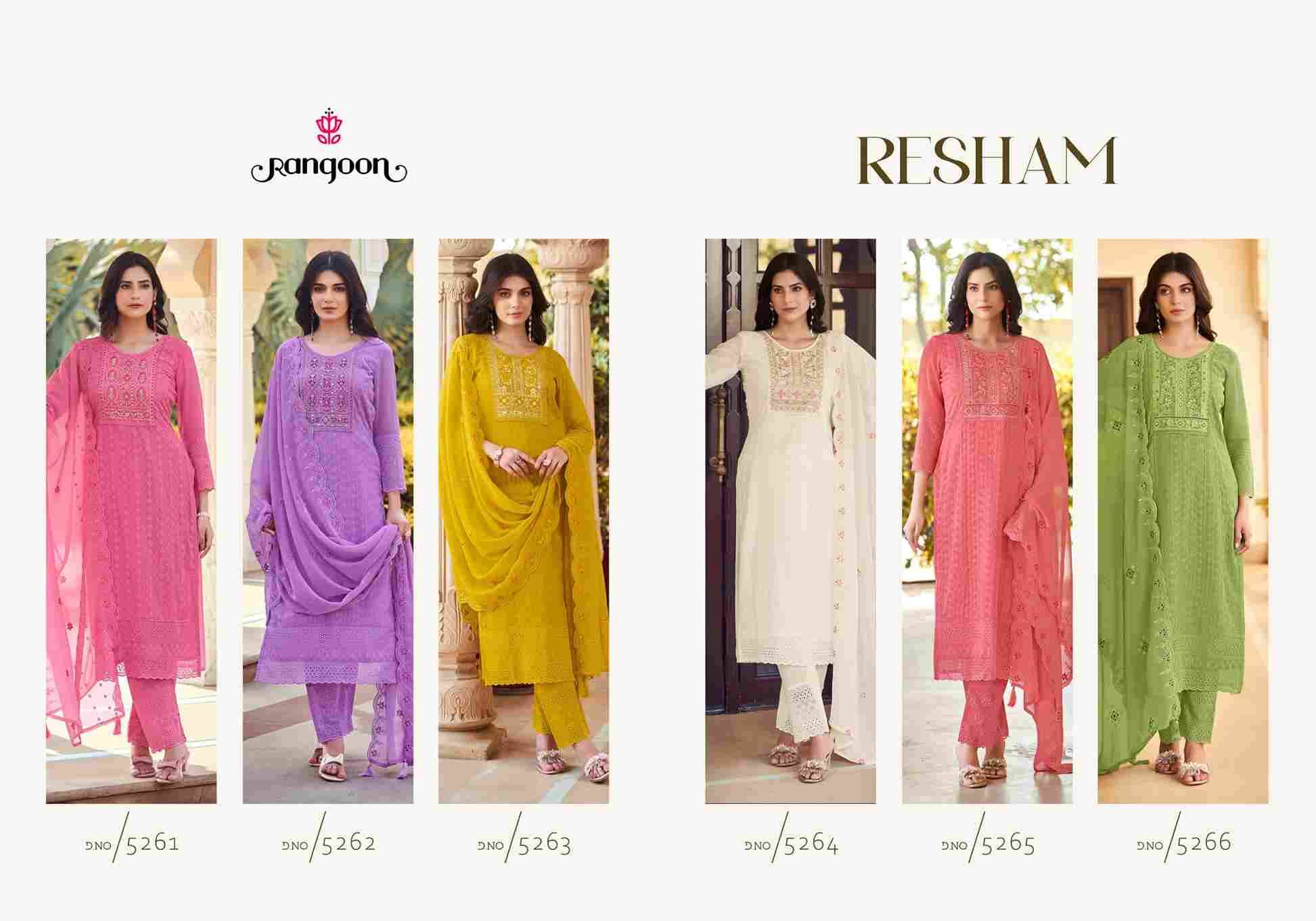 Resham By Rangoon 5261 To 5266 Series Beautiful Stylish Festive Suits Fancy Colorful Casual Wear & Ethnic Wear & Ready To Wear Georgette Embroidered Dresses At Wholesale Price