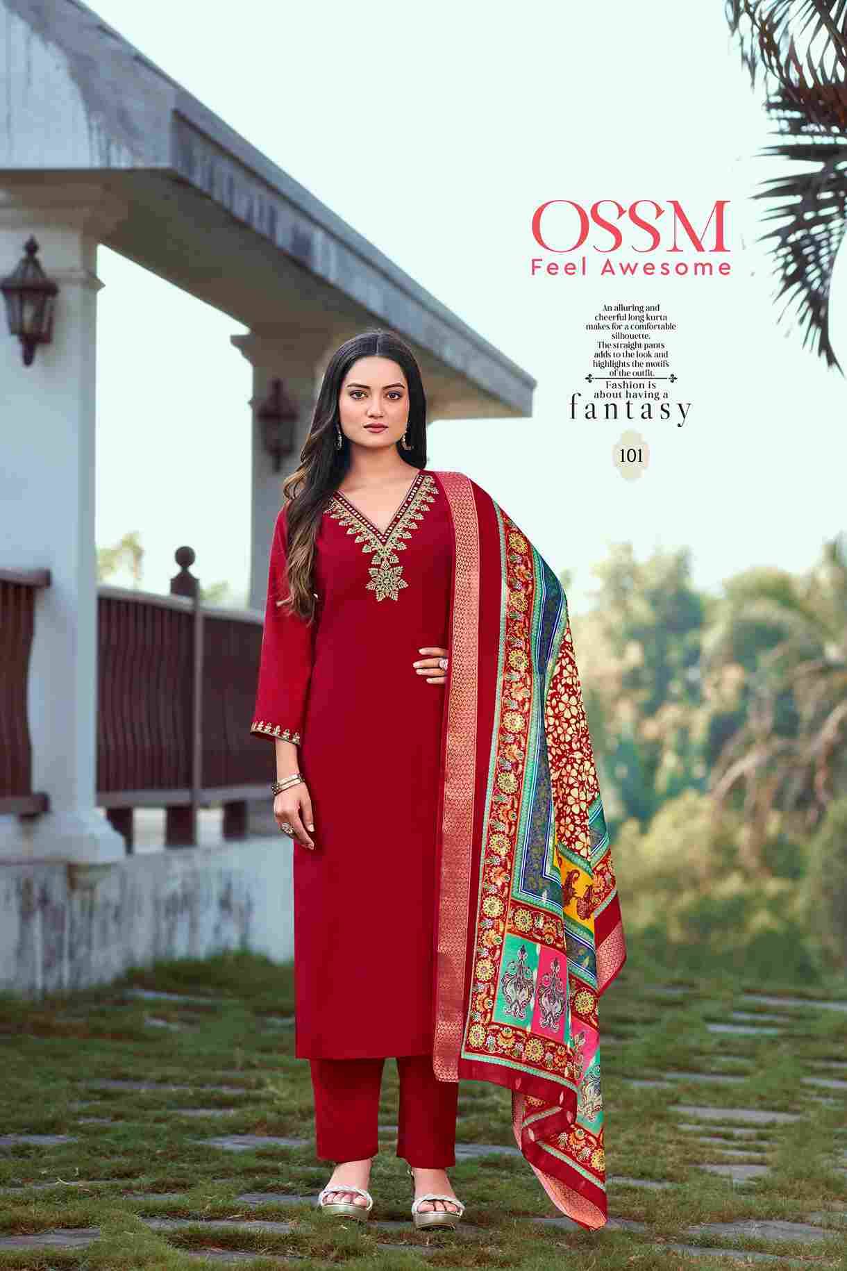 Noorie Vol-3 By Ossm 101 To 106 Series Beautiful Stylish Fancy Colorful Casual Wear & Ethnic Wear Viscose Silk Embroidered Dresses At Wholesale Price