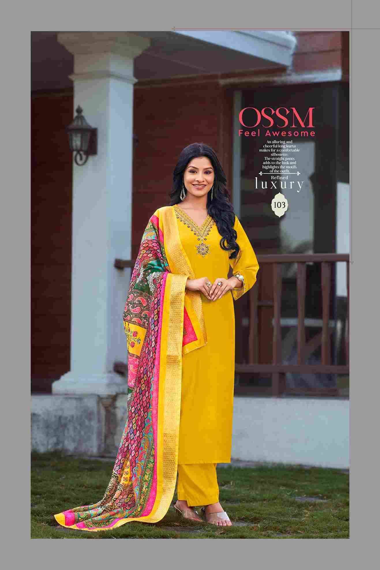 Noorie Vol-3 By Ossm 101 To 106 Series Beautiful Stylish Fancy Colorful Casual Wear & Ethnic Wear Viscose Silk Embroidered Dresses At Wholesale Price