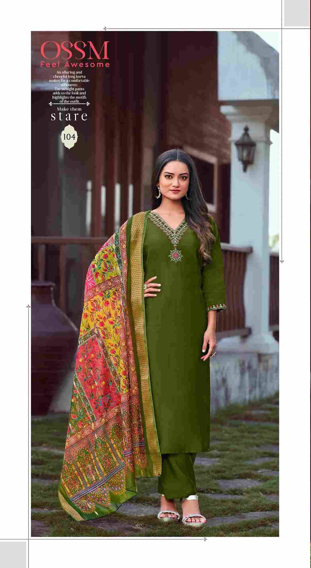 Noorie Vol-3 By Ossm 101 To 106 Series Beautiful Stylish Fancy Colorful Casual Wear & Ethnic Wear Viscose Silk Embroidered Dresses At Wholesale Price