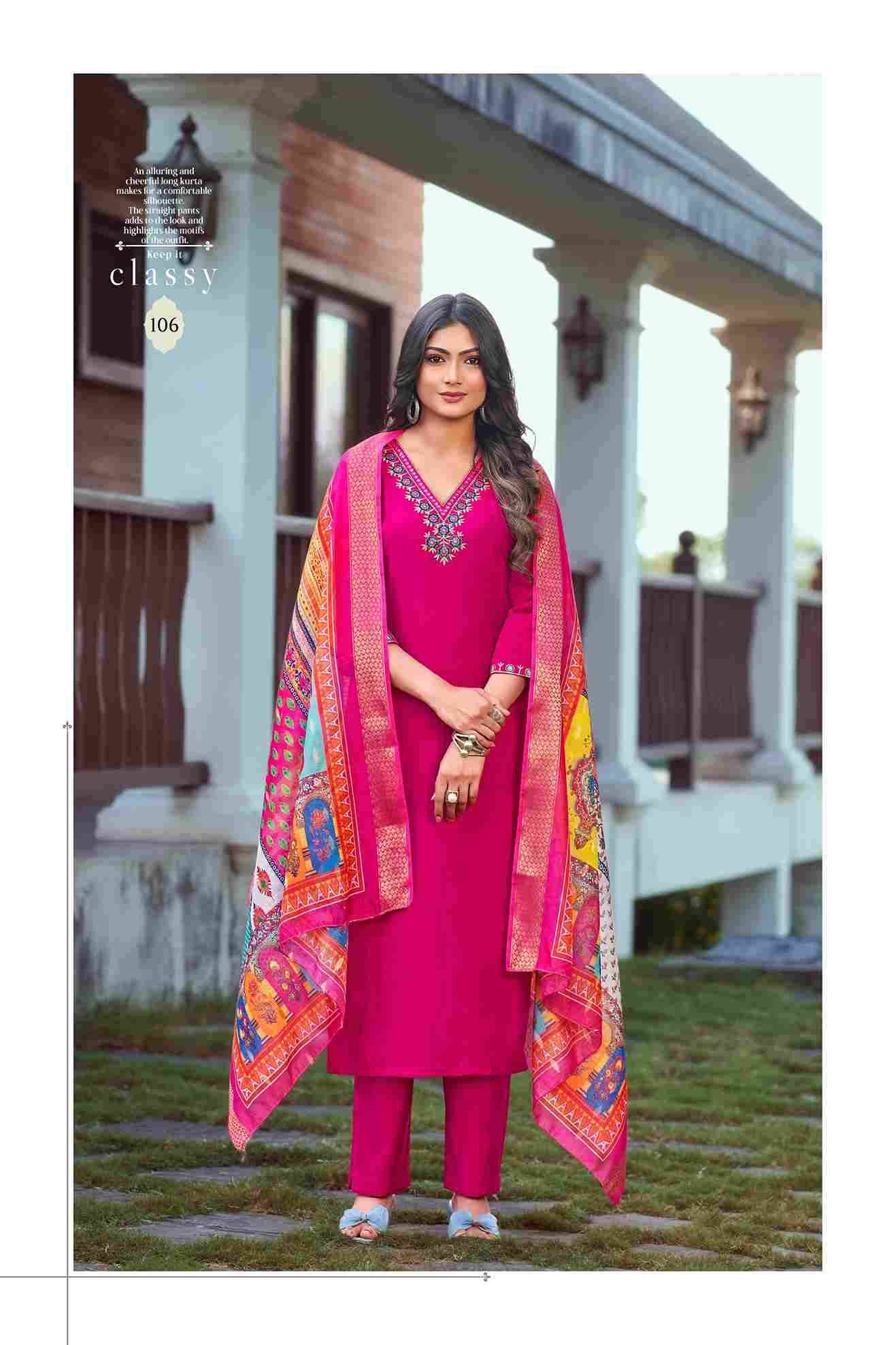 Noorie Vol-3 By Ossm 101 To 106 Series Beautiful Stylish Fancy Colorful Casual Wear & Ethnic Wear Viscose Silk Embroidered Dresses At Wholesale Price