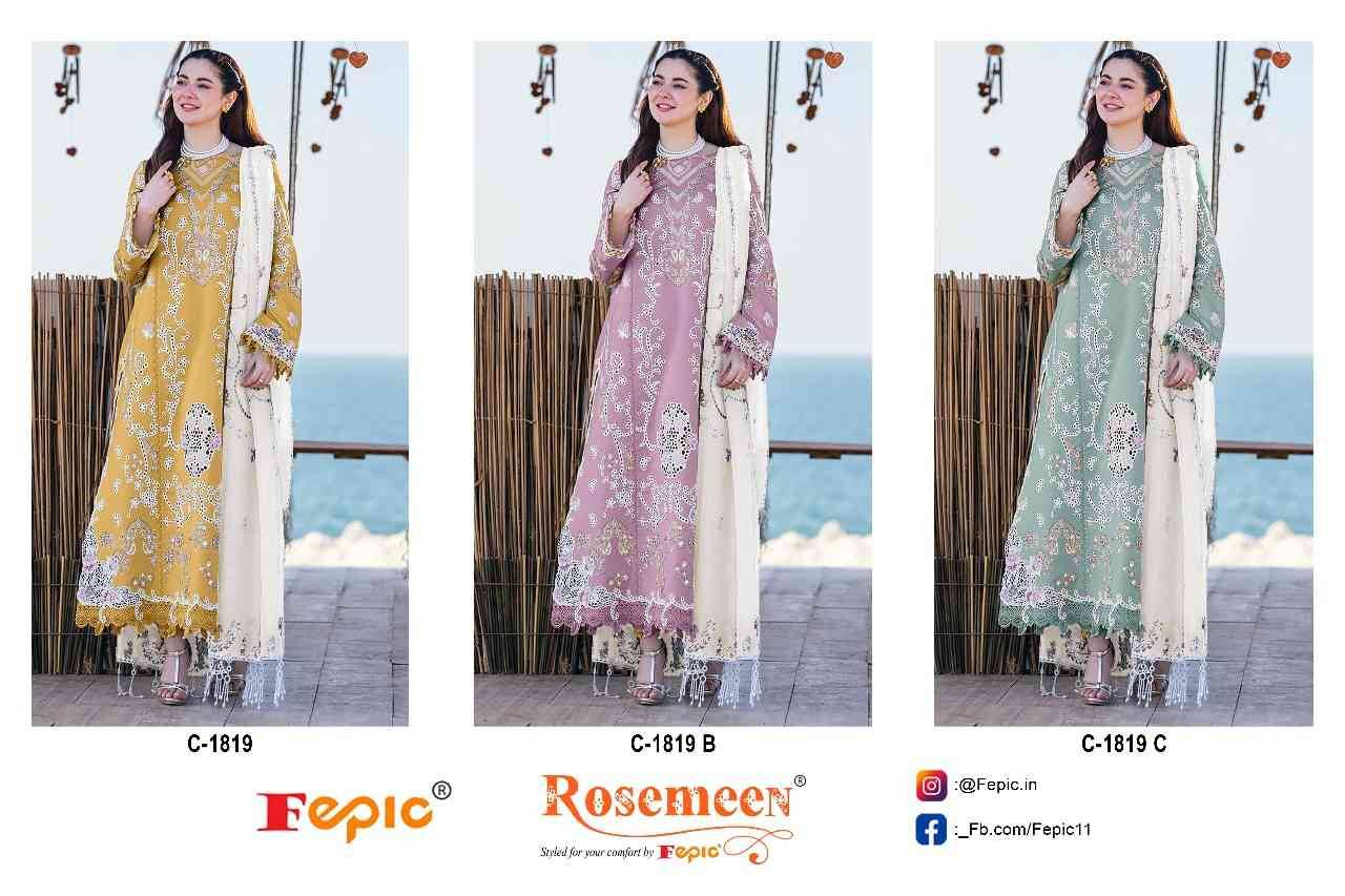 Fepic 1819 Colours By Fepic 1819-A To 1819-C Series Beautiful Pakistani Suits Colorful Stylish Fancy Casual Wear & Ethnic Wear Rayon Embroidered Dresses At Wholesale Price