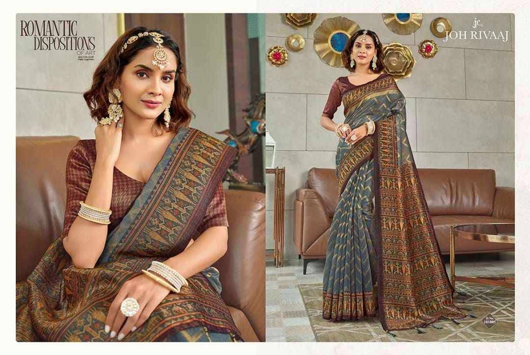 Janisha-1010 By Joh Rivaaj 101001 To 101007 Series Indian Traditional Wear Collection Beautiful Stylish Fancy Colorful Party Wear & Occasional Wear Silk Sarees At Wholesale Price