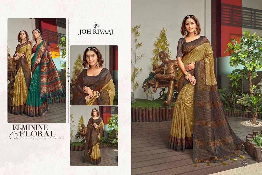 Janisha-1010 By Joh Rivaaj 101001 To 101007 Series Indian Traditional Wear Collection Beautiful Stylish Fancy Colorful Party Wear & Occasional Wear Silk Sarees At Wholesale Price