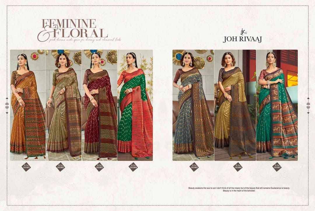 Janisha-1010 By Joh Rivaaj 101001 To 101007 Series Indian Traditional Wear Collection Beautiful Stylish Fancy Colorful Party Wear & Occasional Wear Silk Sarees At Wholesale Price