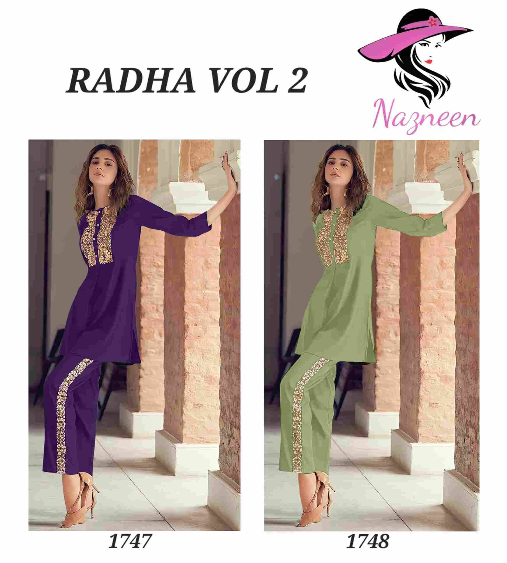 Radha Vol-2 By Nazneen 1747 To 1748 Series Designer Stylish Fancy Colorful Beautiful Party Wear & Ethnic Wear Collection Chanderi Tops With Bottom At Wholesale Price