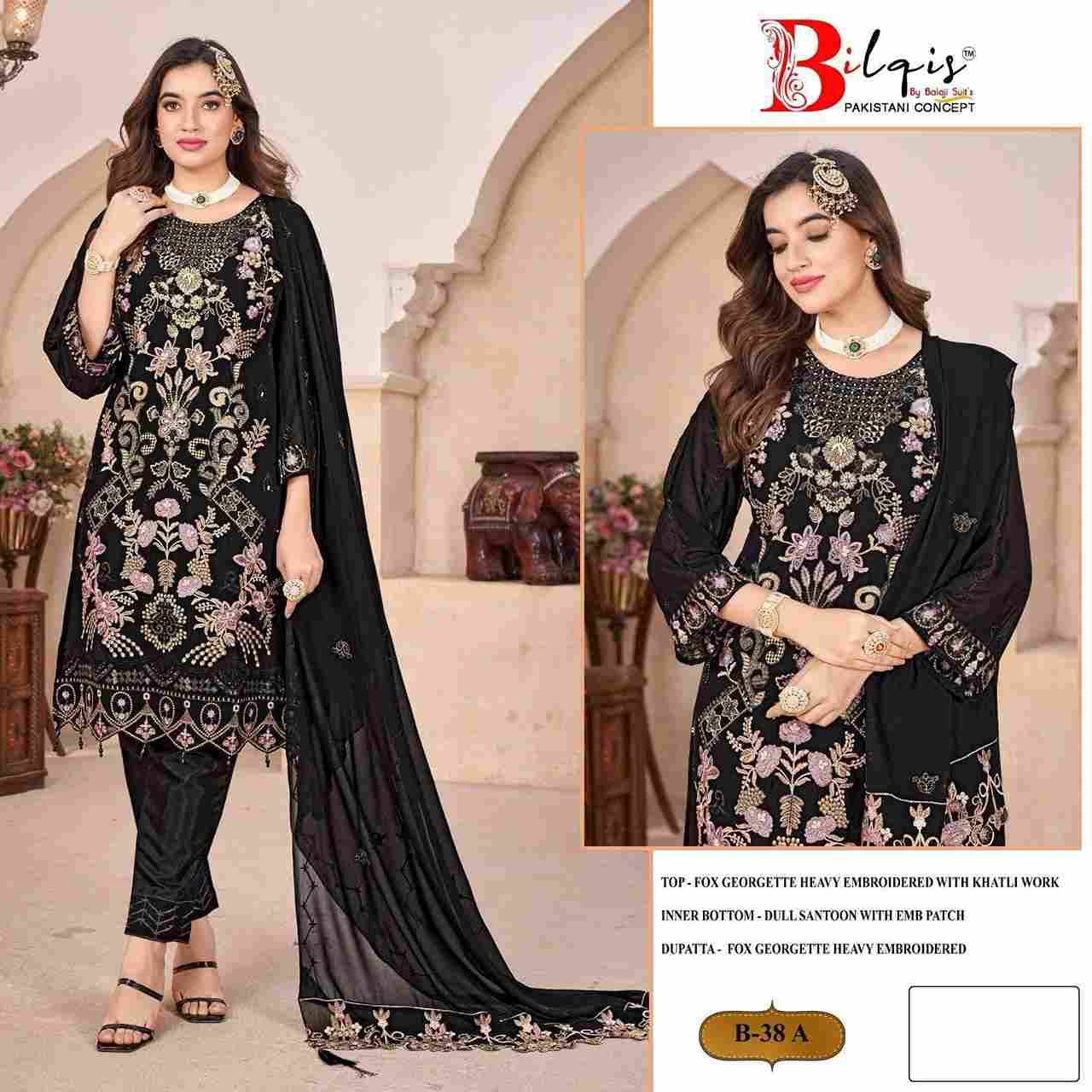 Bilqis 38 Colours By Bilqis 38-A To 38-B Series Beautiful Pakistani Suits Stylish Fancy Colorful Party Wear & Occasional Wear Faux Georgette Embroidery Dresses At Wholesale Price