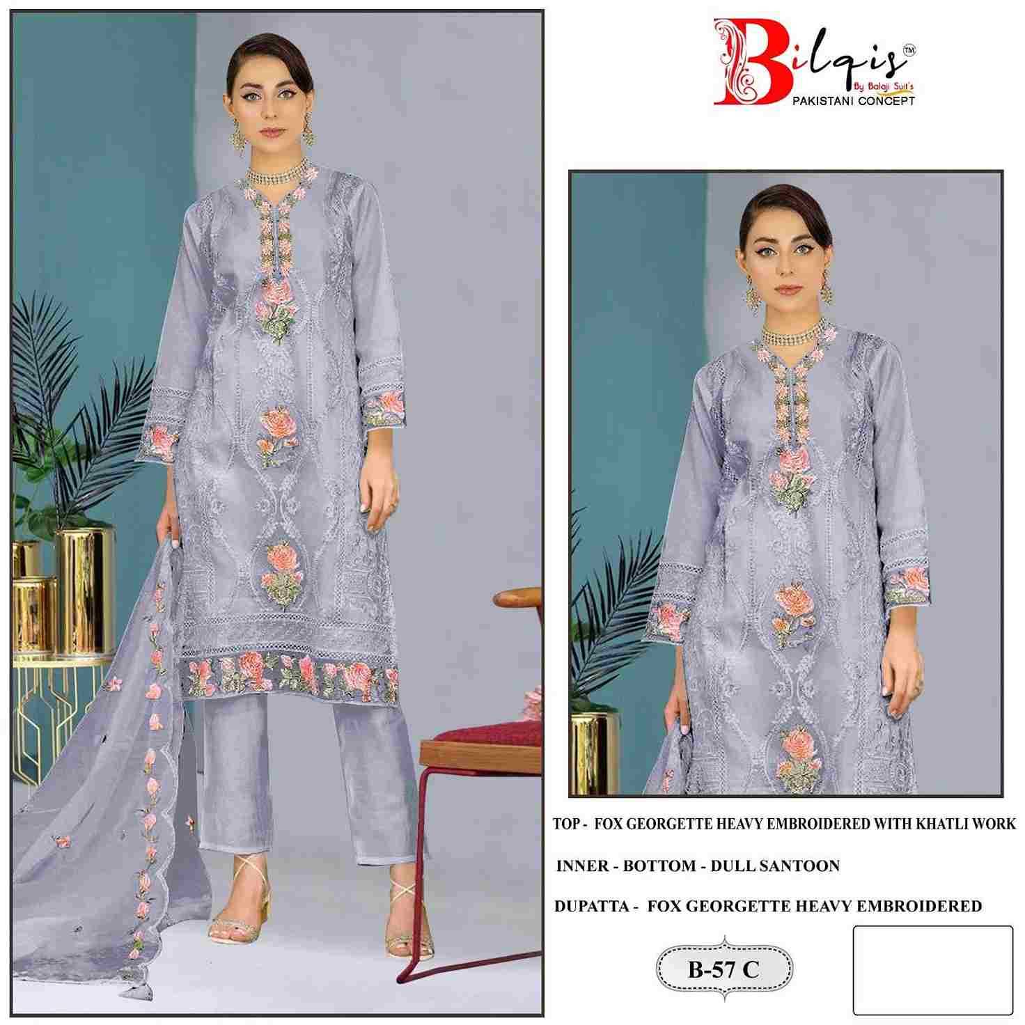 Bilqis 57 Colours By Bilqis 57-A To 57-D Series Beautiful Pakistani Suits Stylish Fancy Colorful Party Wear & Occasional Wear Organza Embroidery Dresses At Wholesale Price