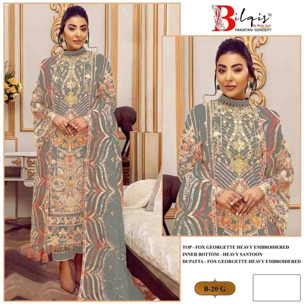 Bilqis 20 Colours Vol-2 By Bilqis 20-E To 20-H Series Beautiful Pakistani Suits Stylish Fancy Colorful Party Wear & Occasional Wear Faux Georgette Embroidery Dresses At Wholesale Price