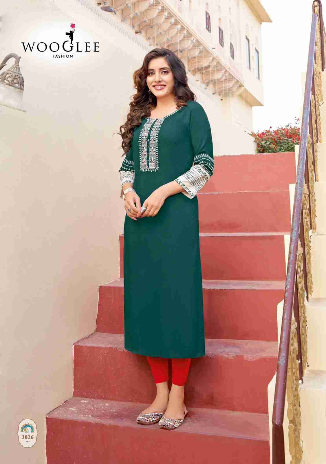 Salonee Vol-6 By Wooglee 3025 To 3030 Series Designer Stylish Fancy Colorful Beautiful Party Wear & Ethnic Wear Collection Rayon With Work Kurtis At Wholesale Price