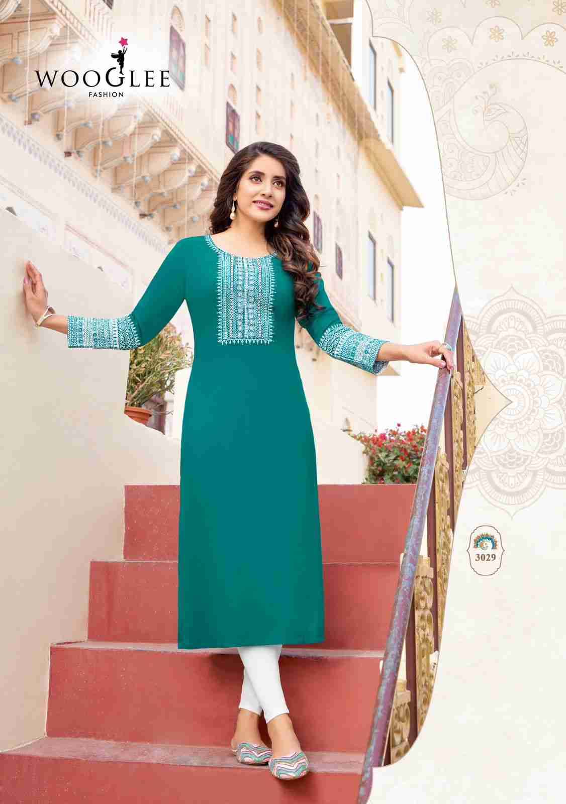 Salonee Vol-6 By Wooglee 3025 To 3030 Series Designer Stylish Fancy Colorful Beautiful Party Wear & Ethnic Wear Collection Rayon With Work Kurtis At Wholesale Price