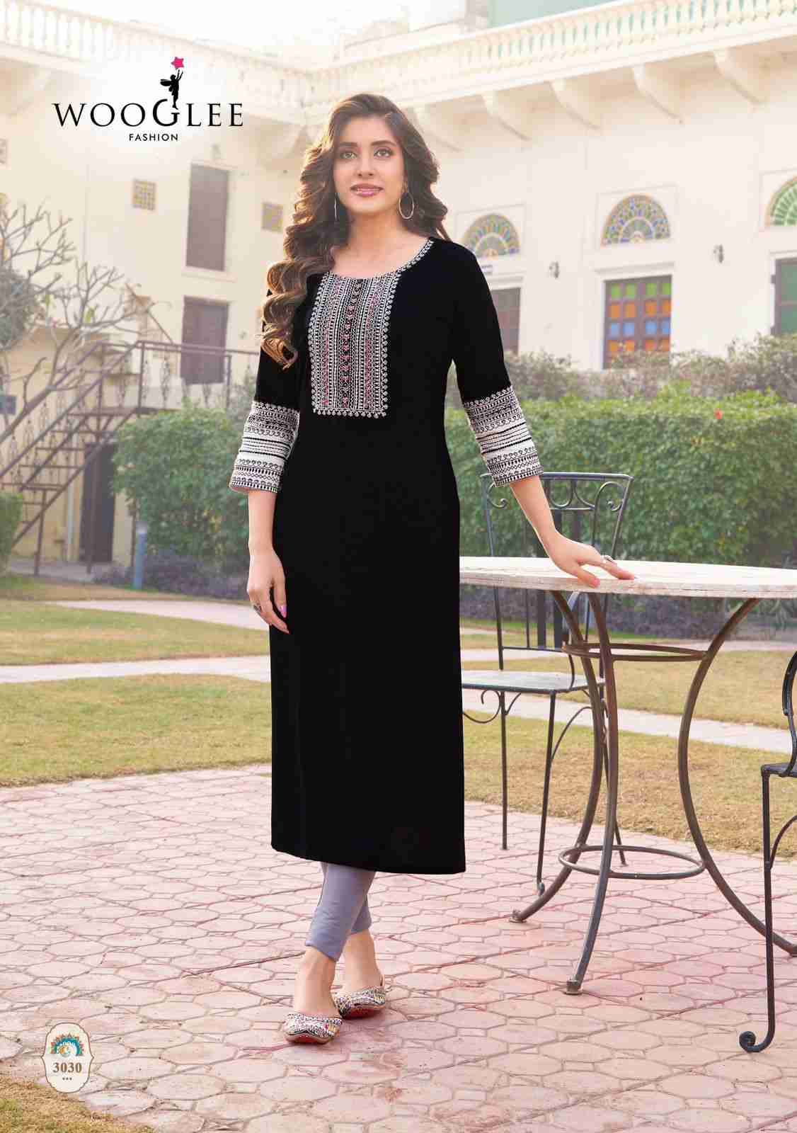 Salonee Vol-6 By Wooglee 3025 To 3030 Series Designer Stylish Fancy Colorful Beautiful Party Wear & Ethnic Wear Collection Rayon With Work Kurtis At Wholesale Price