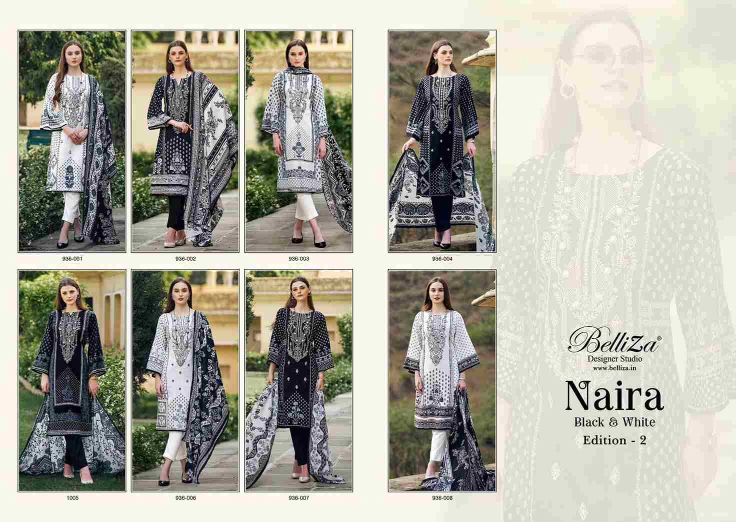 Naira Black And White Vol-2 By Belliza 936-001 To 936-008 Series Designer Suits Beautiful Fancy Colorful Stylish Party Wear & Occasional Wear Pure Jam Cotton Dresses At Wholesale Price