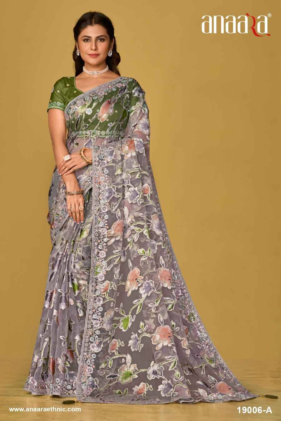 Anaara 19006 Colours By Tathastu 19006-A To 19006-D Series Indian Traditional Wear Collection Beautiful Stylish Fancy Colorful Party Wear & Occasional Wear Organza Brasso Sarees At Wholesale Price