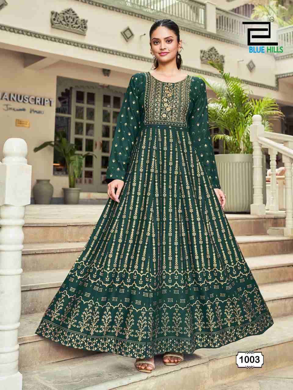 Inaya By Blue Hills 1001 To 1004 Series Beautiful Stylish Fancy Colorful Casual Wear & Ethnic Wear Rayon Foil Gowns At Wholesale Price