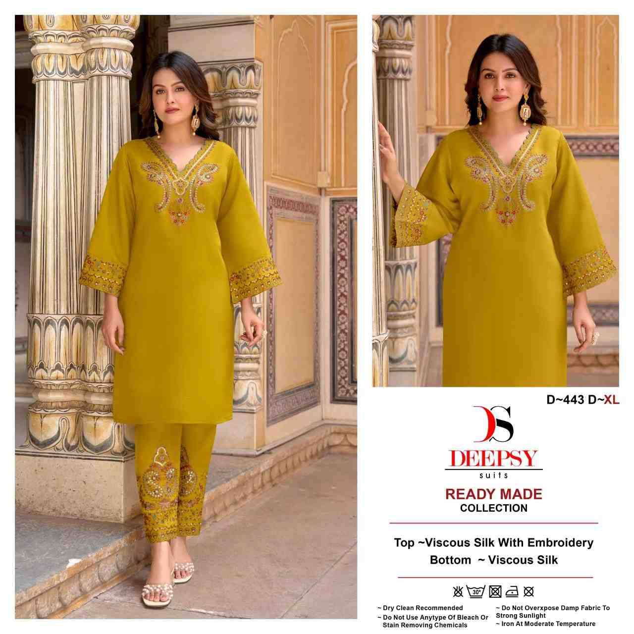 Deepsy Hit Design 443 Colours By Deepsy Suits 443-A To 443-D Series Designer Pakistani Suits Collection Beautiful Stylish Fancy Colorful Party Wear & Occasional Wear Viscose Silk Kurtis With Bottom At Wholesale Price