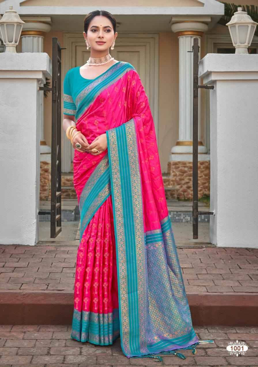 Meena Silk By Bunawat 1001 To 1006 Series Indian Traditional Wear Collection Beautiful Stylish Fancy Colorful Party Wear & Occasional Wear Silk Sarees At Wholesale Price