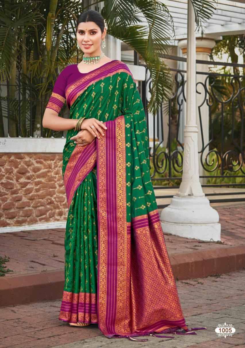 Meena Silk By Bunawat 1001 To 1006 Series Indian Traditional Wear Collection Beautiful Stylish Fancy Colorful Party Wear & Occasional Wear Silk Sarees At Wholesale Price