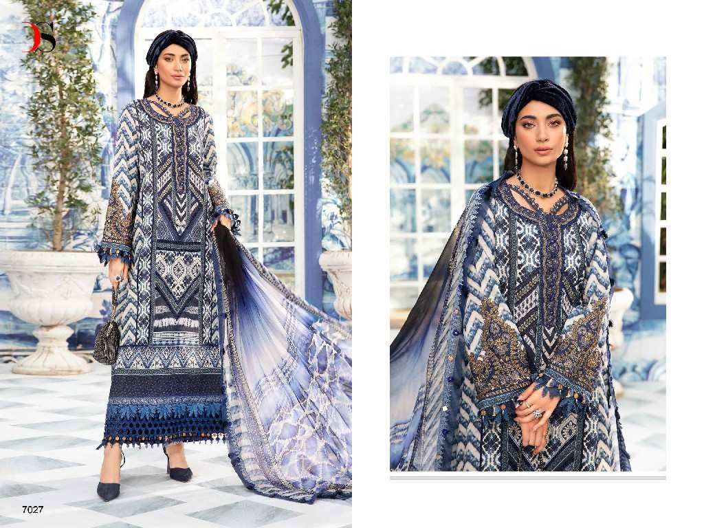 Maria.B. Mprint-24 Vol -2 By Deepsy Suits 7021 To 7027 Series Pakistani Stylish Beautiful Colourful Printed & Embroidered Party Wear & Occasional Wear Pure Cotton Dresses At Wholesale Price